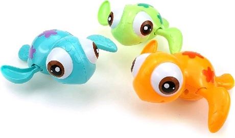 DUCKBOXX XX Wind-up Swimming Sea Turtles Bath Toy, Mold-Free ABS, Multicolor, Small, Model 588, Interactive Montessori Toy for Kids 18M+ (3pcs)