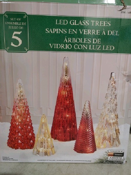 TK Auctions - LED Glass Trees, Set of 5