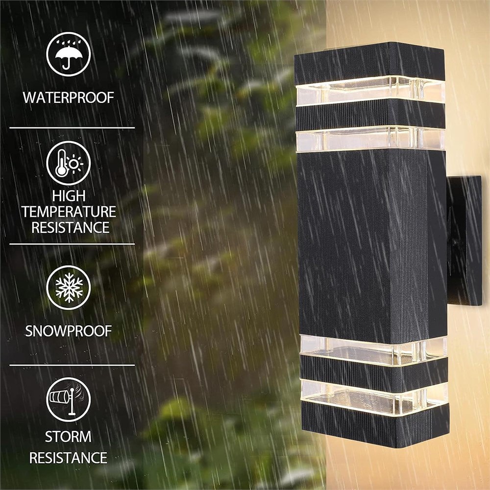 TK Auctions - 3 Pack Outdoor LED Square Lights, Black Exterior Up-Down ...