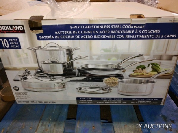 Cladding Signature Cookware TK Auctions - Kirkland Signature 5-ply Clad Stainless Cookware Set, 10 ...